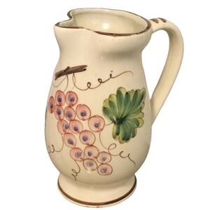 60s Cantine Lungarotti Italian Hand Crafted Ceramic Pitcher Wine Jug Vintage